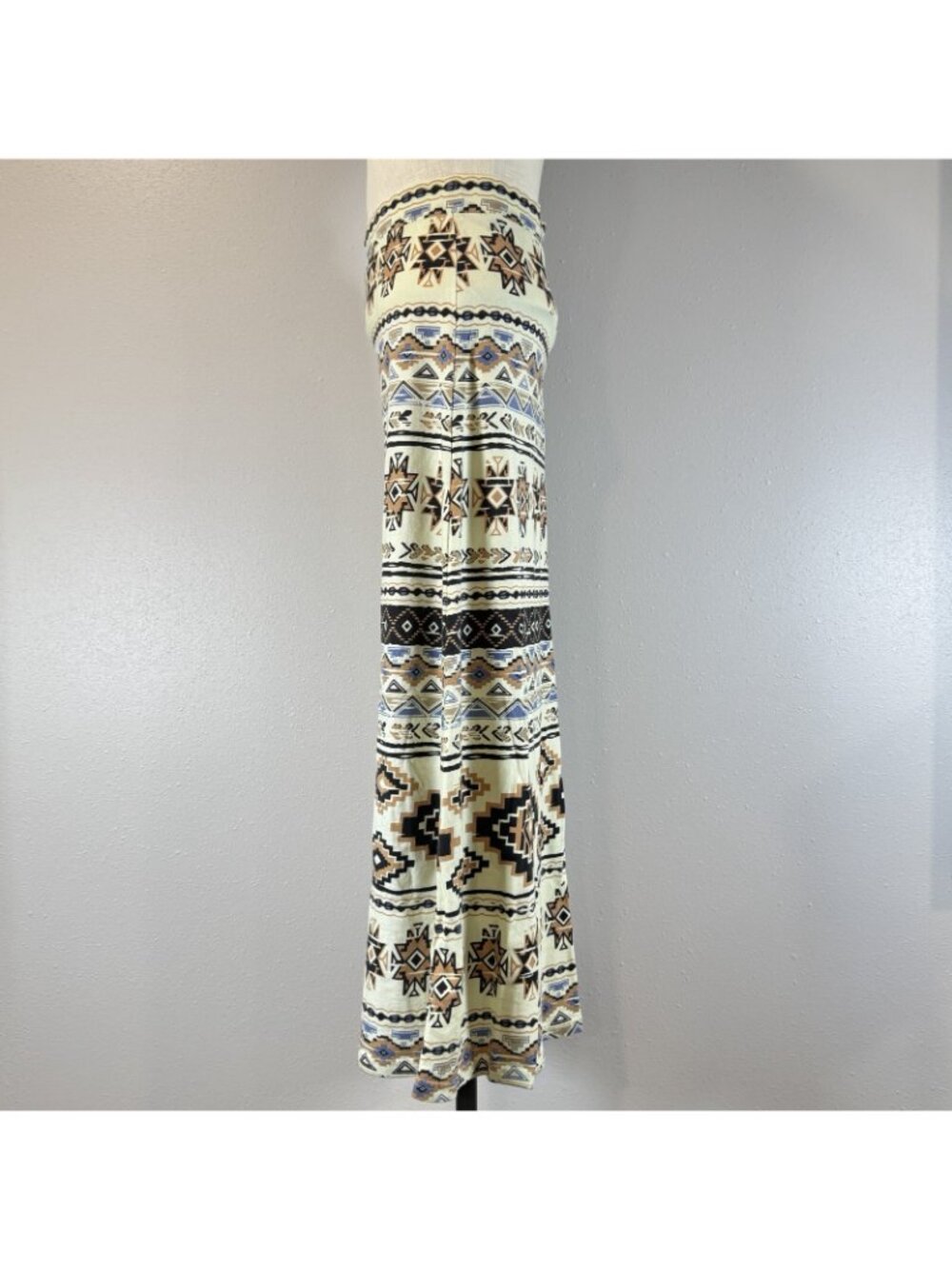 Angie Maxi A-Line Skirt Womens Size Small Light Yellow Geometric Pull On Aztec - Picture 9 of 15